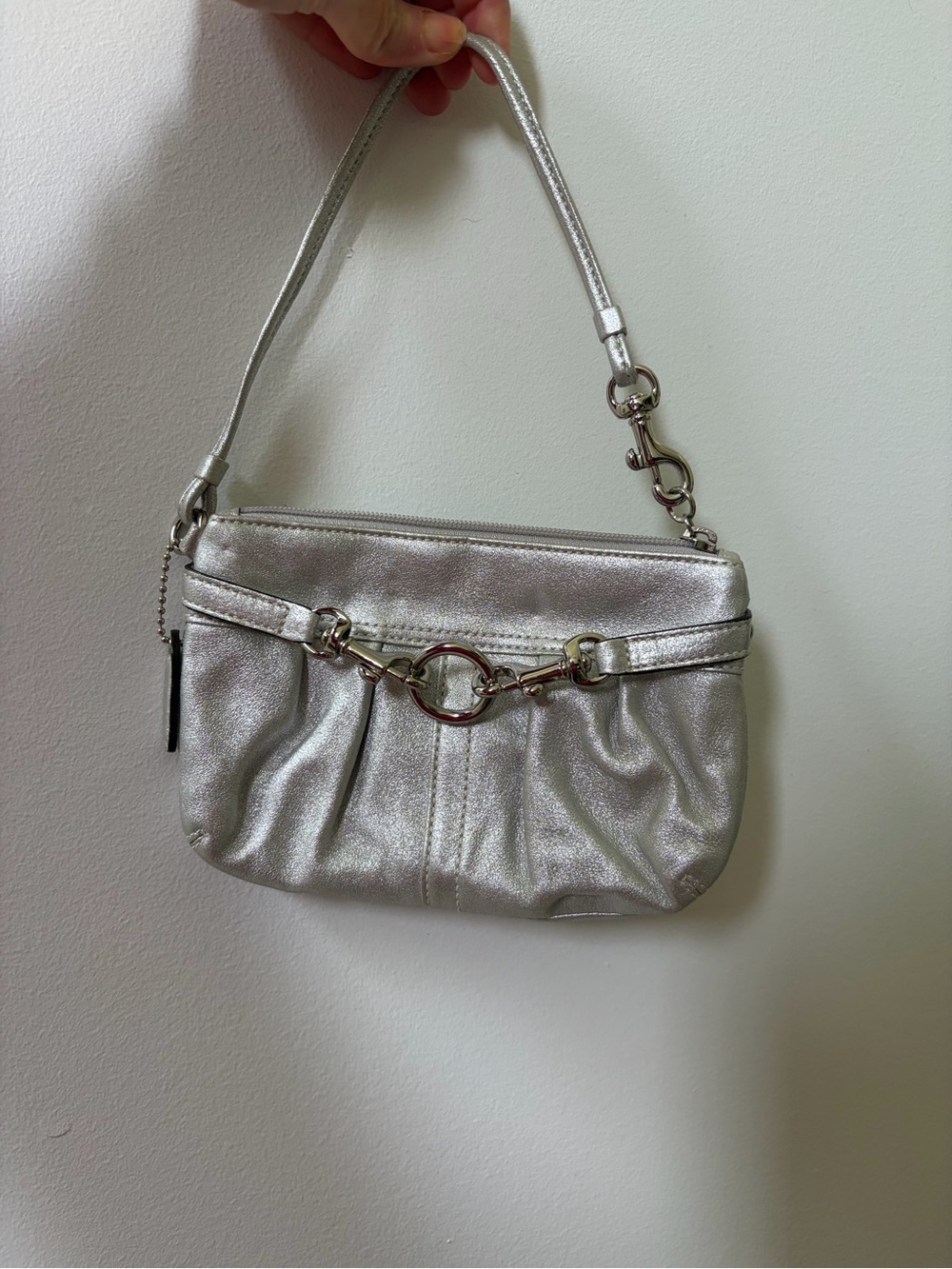 Y2K Coach Silver Metallic Women’s Wristlet Shoulder Bag